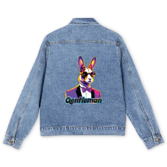 Pop Art Playboy Rabbit Gentleman Cyberpunk Bunny Men's Denim Jackets