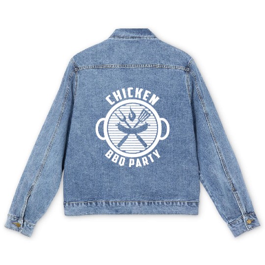 Chicken BBQ Party - BBQ Barbeque Men's Denim Jackets