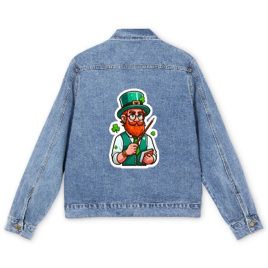Irish bearded teacher, funny st patricks day Men's Denim Jackets