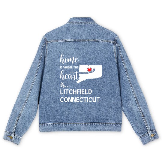 Litchfield County Connecticut Is Where My Heart Is Men's Denim Jackets
