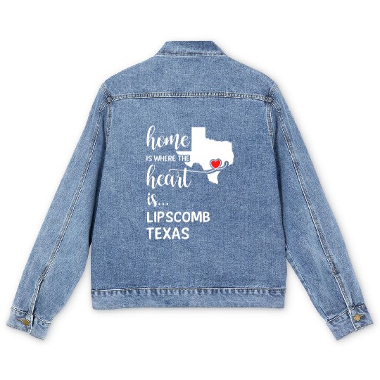 Lipscomb County Texas Is Where My Heart Is Gift Men's Denim Jackets