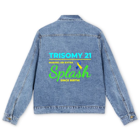 Down Syndrome Awareness Trisomy 21 Splash Men's Denim Jackets