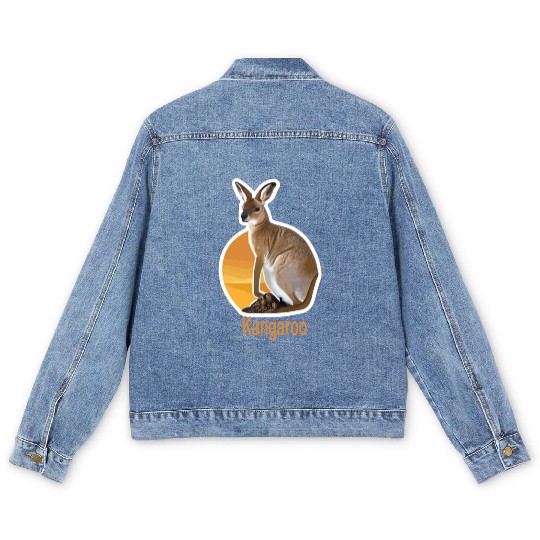 cute kangaroo animal Men's Denim Jackets