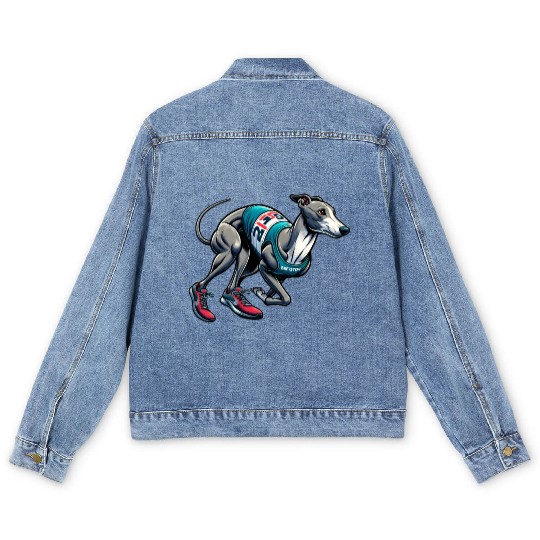 Marathon Master: Greyhound's Race Day Men's Denim Jackets
