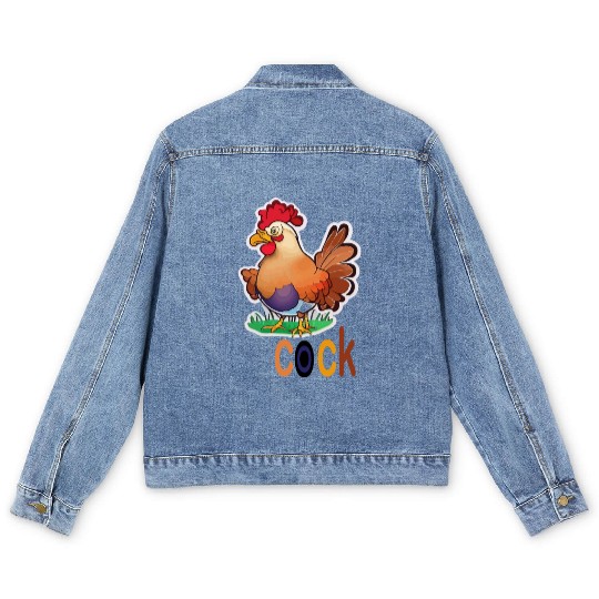 cute cock animal Men's Denim Jackets