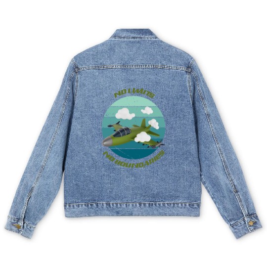 No Limits No Boundaries Jet Design Men's Denim Jackets