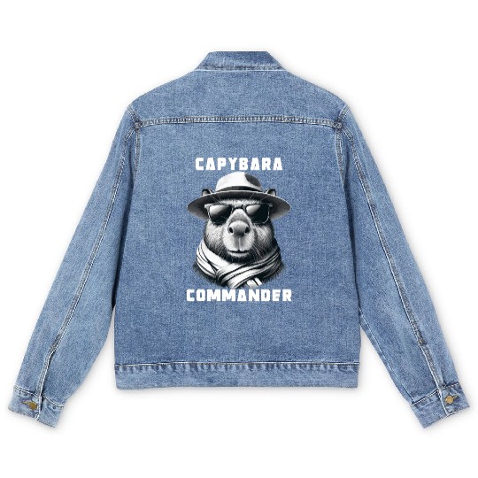 Capybara With Sunglasses Capy Commander Men's Denim Jackets