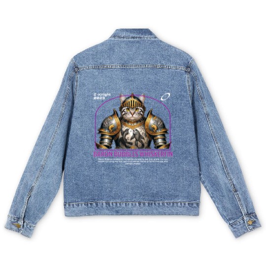 Pisces Cat Knight - Zodiac Astrology Fish Armor Men's Denim Jackets