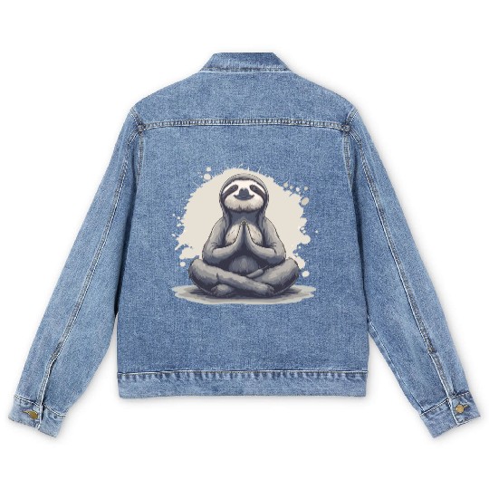 Sloth Yoga Relaxation Chill Chilling Gift Men's Denim Jackets