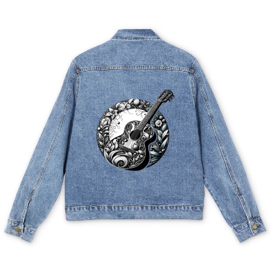 Retro Style Guitar for Guitarists Men's Denim Jackets