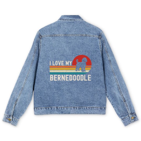 I Love My Bernedoodle Men's Denim Jackets
