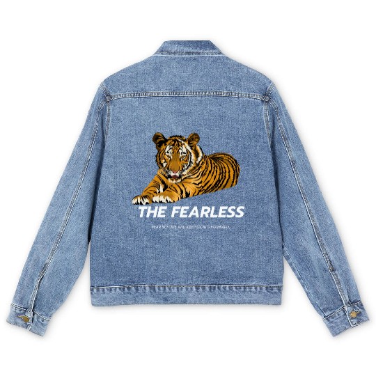 Be fearless Lion Style Logo powerful Men's Denim Jackets