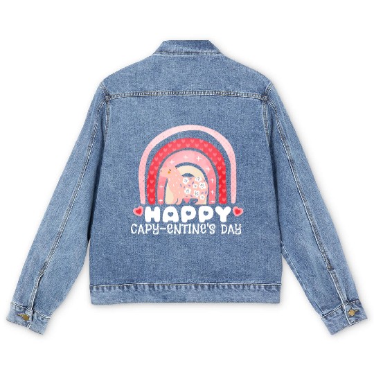 Comfort Colors Capybara Valentines Day Cute Funny Men's Denim Jackets