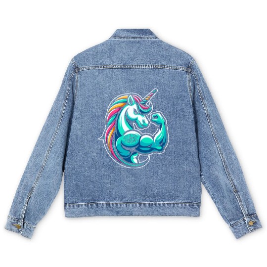 Unicorn I Love Mom Men's Denim Jackets