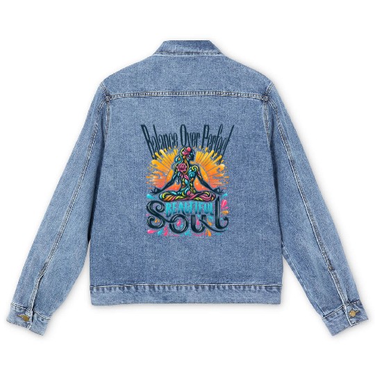 Yoga Beautiful - Balance over Perfect Men's Denim Jackets