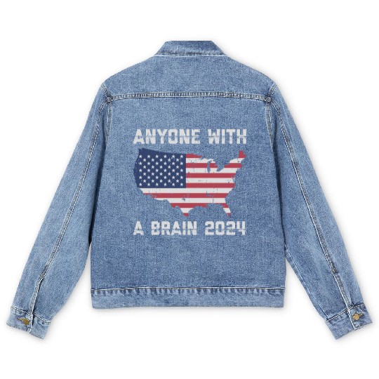 2024 Brain Vote Democracy Anti-Trump Men's Denim Jackets