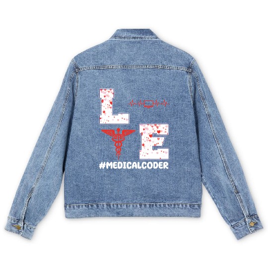 Medical Coder Valentine's Day Design Men's Denim Jackets