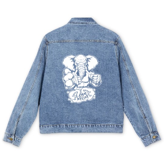 Elephant I Love Mom Men's Denim Jackets