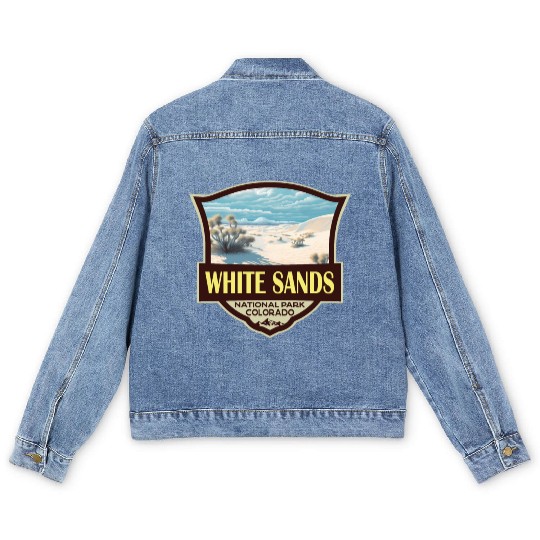 White Sands National Park Illustration Travel Art Men's Denim Jackets