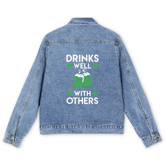 Green Beer St Patrick s Day Men's Denim Jackets