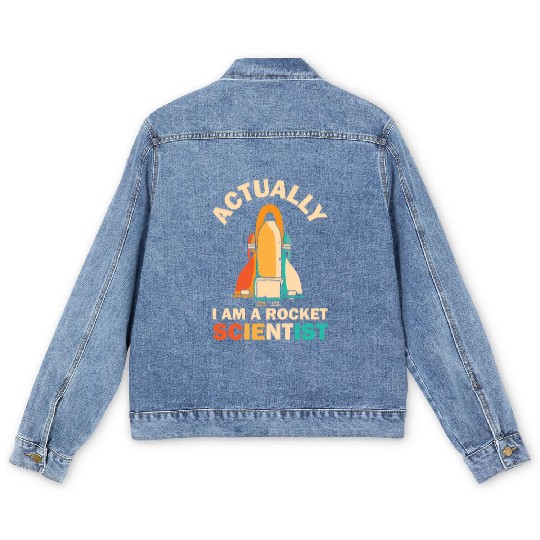 Retro Rocket Scientist Space Shuttle Men's Denim Jackets