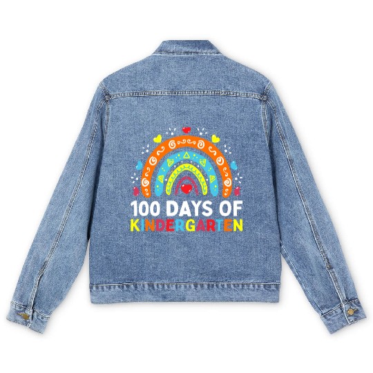 100 Days of Kindergarten School Teacher or Men's Denim Jackets
