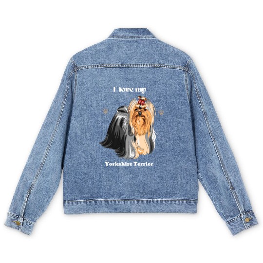 Yorkshire Terrier, Dog Dad, Dog Mom, Pet Lover Men's Denim Jackets