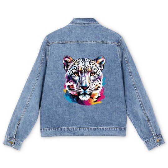 Snow leopard Men's Denim Jackets