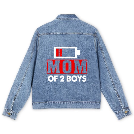 Mom of 2 Boys Mom and Son Matching Mom Gifts Men's Denim Jackets