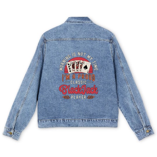 Classic Blackjack Morning Is Not My Time Casino Men's Denim Jackets