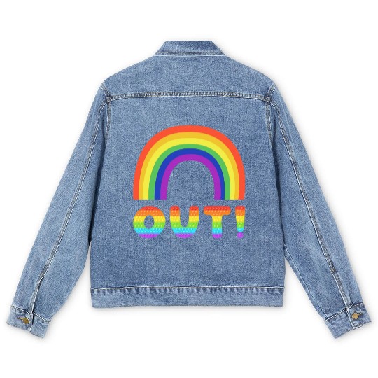 Gay Pride 'OUT' Rainbow Men's Denim Jackets Design LGBTQ+