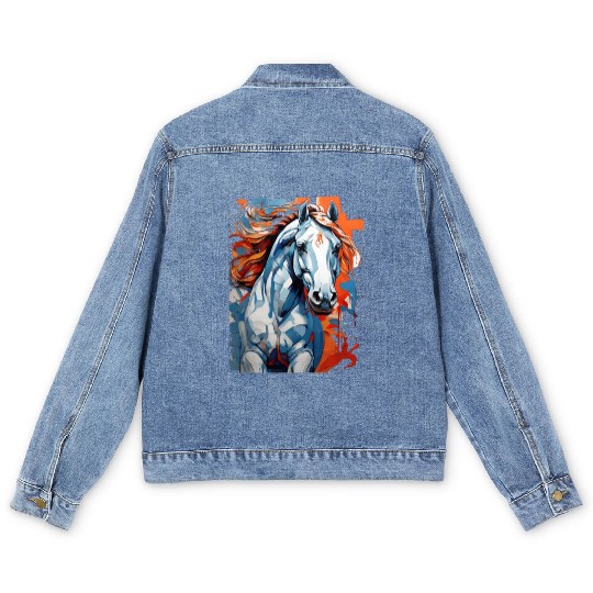 beautiful art horse, galope, freedom Men's Denim Jackets