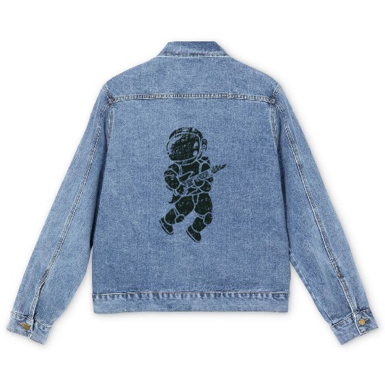 an astronauts playing guitar Men's Denim Jackets