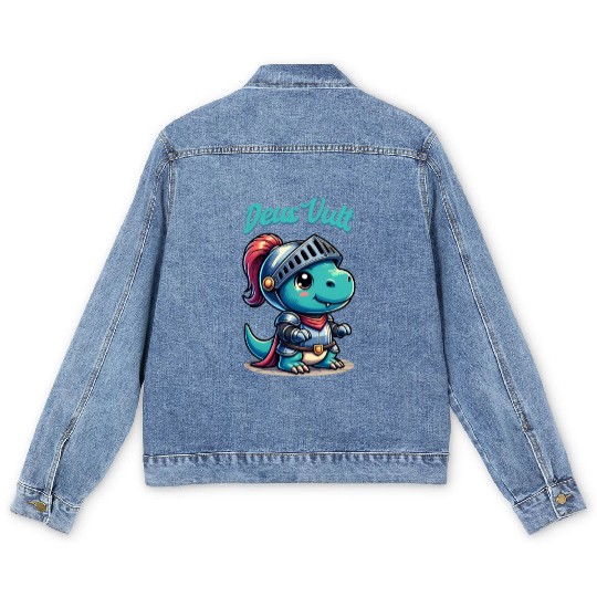 Deus Vult Historical Knight Dragon Men's Denim Jackets