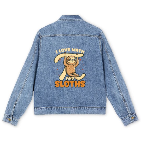 Pi Day I Love Math And Sloths Men's Denim Jackets