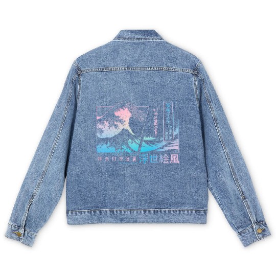 the great wave off kanagawa japan Men's Denim Jackets