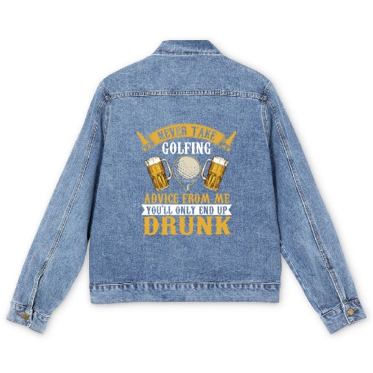 Funny golf beer golfing Men's Denim Jackets