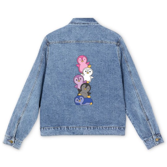 Genderfluid Flag Pride Lgbtq Cute Penguin Men's Denim Jackets