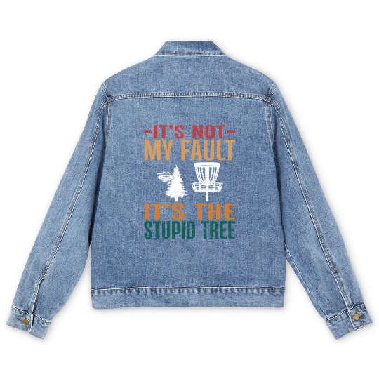 Retro Disc Golf Stupid Tree Disc Golfer Men's Denim Jackets