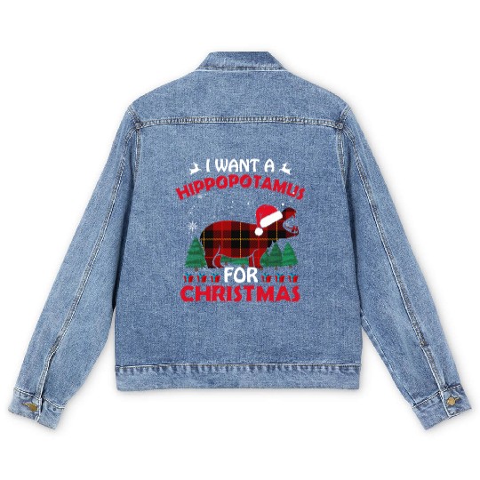 I Want A Hippopotamus For Christmas Men's Denim Jackets
