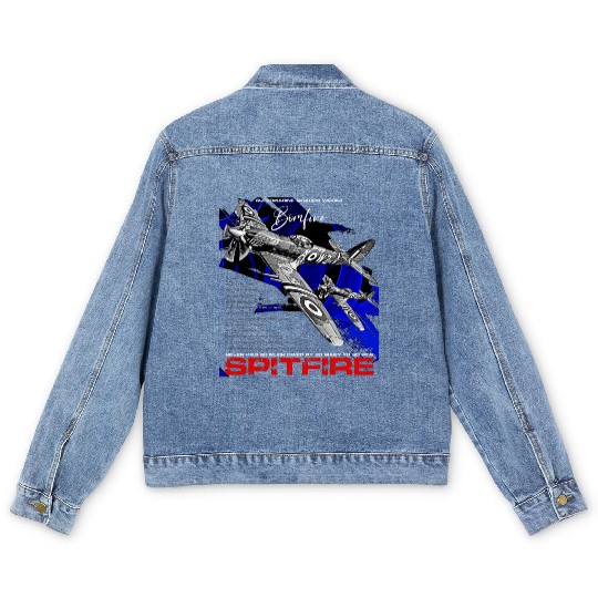 Spitfire Vintage English WW2 Fighter Aircraft Men's Denim Jackets