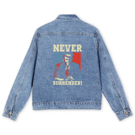 Trump Never Surrender Mug Shot Men's Denim Jackets
