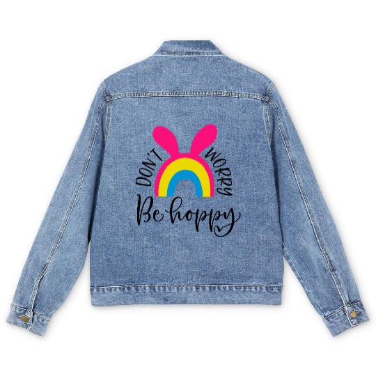 dont worry be hoppy.happy spring. EASTER Stickers Men's Denim Jackets