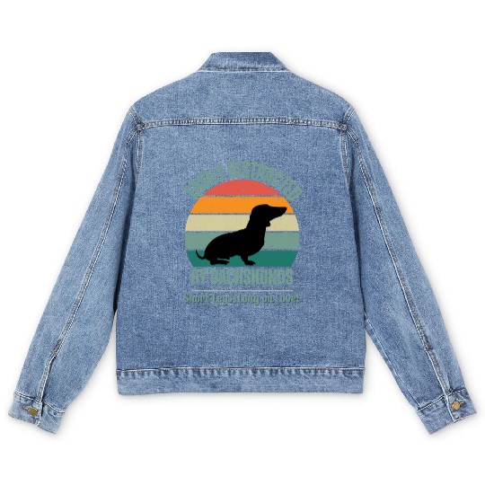 Wieners Lover Gift Easily Distracted By Dachshunds Men's Denim Jackets
