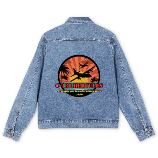 Bringing you to awful places - C-130 Hercules Men's Denim Jackets