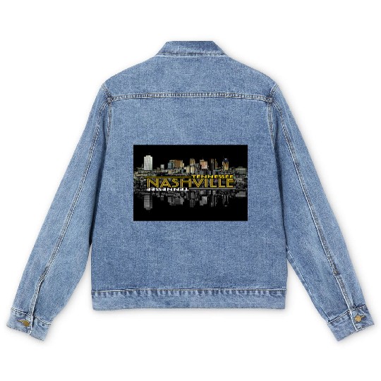 Nashville Tennessee Neon Glow Reflective Skyline Men's Denim Jackets