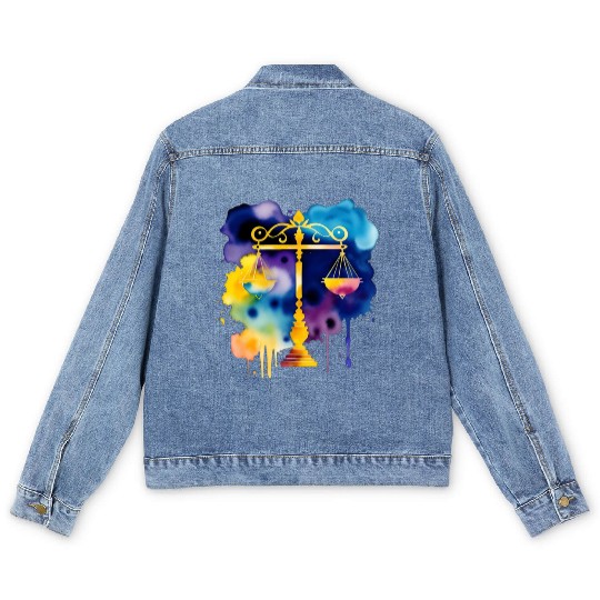 Color splash zodiac: Libra Men's Denim Jackets