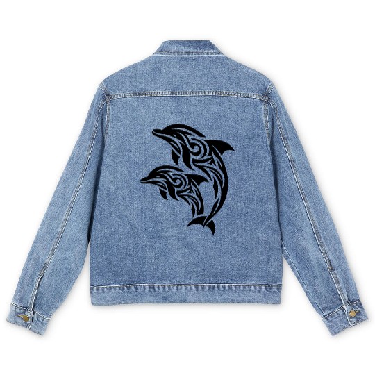 Bottlenose Dolphin T Tattoo Jumping Dolphins Men's Denim Jackets