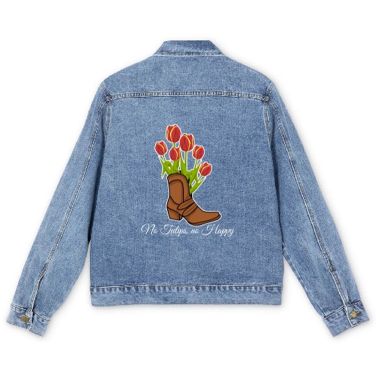 Tulips Flowers Boot Garden Tulip Men's Denim Jackets