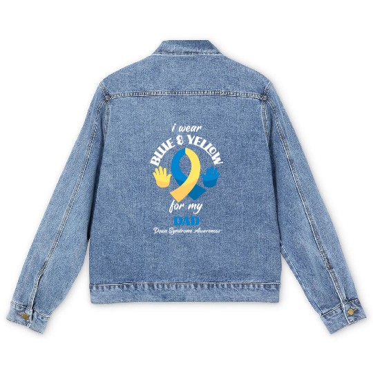 I Wear Blue Yellow Dad Down Syndrome Awareness Men's Denim Jackets